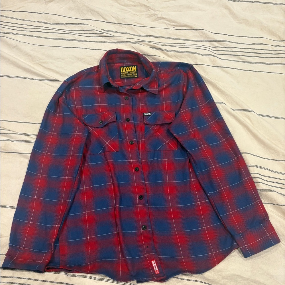 DIXXON Men's Red and Blue Plaid Shirt